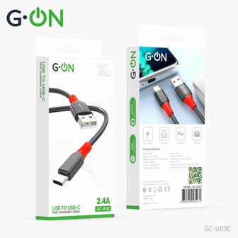 Кабель USB/Type-C G-ON GC-U03 (тканевый) 1м чёрный