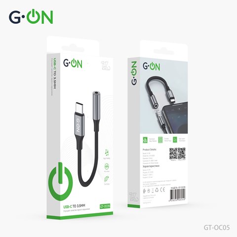 Адаптер G-ON GT-OC05 AUX (мама) -Type-C(папа) чёрный