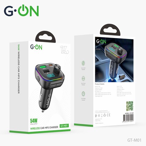 FM- модулятор G-ON GT- M01 2USB/USB-C  54W чёрный