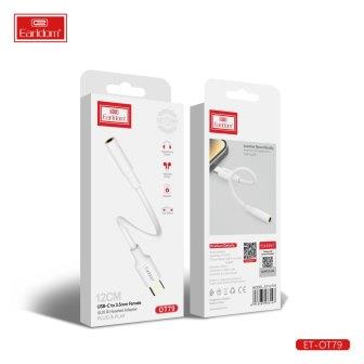 Кабель AUX Type-C(папа)/3.5mm(мама) Earldom ET-OT79 white 