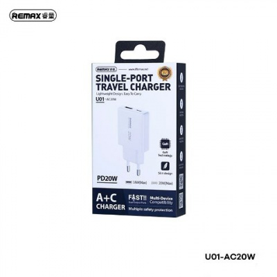 СЗУ USB/USB-C Remax RP-U01 20W Gan Fast Charger white