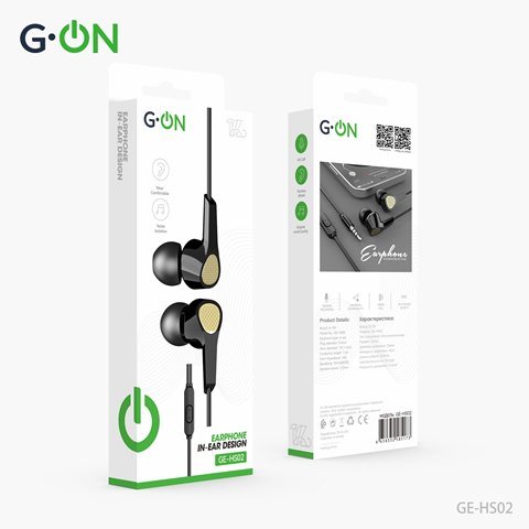 Наушники G-ON GE-HS02 3,5мм вакуум с микроф. черные