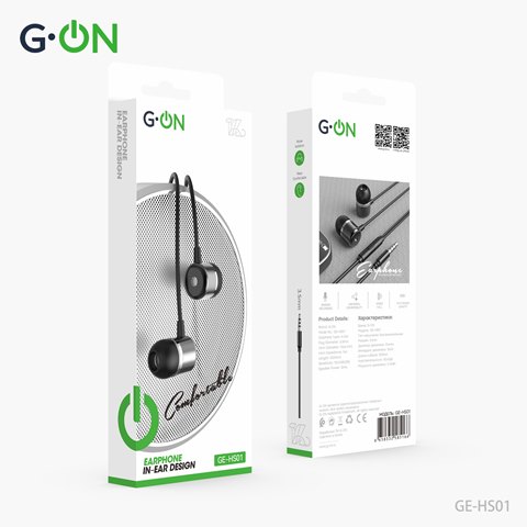 Наушники G-ON GE-HS01 3,5мм вакуум с микроф. черные