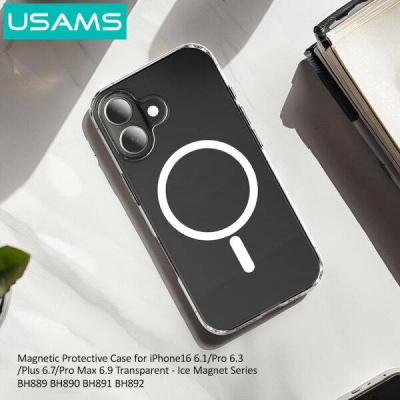 Накладка USAMS Ice Magnet Series US-BH890 для iPhone 16Pro 6.3" transparent