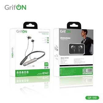 Наушники GrifON GF-110 bluetooth 5.4 Sport вакуум серые