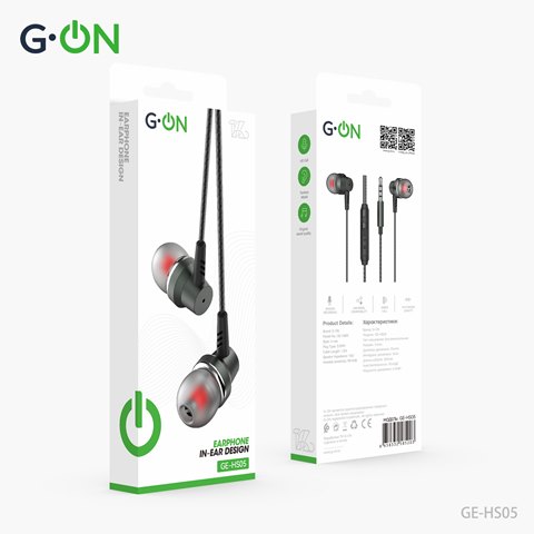 Наушники G-ON GE-HS05 3,5мм вакуум с микроф. черные