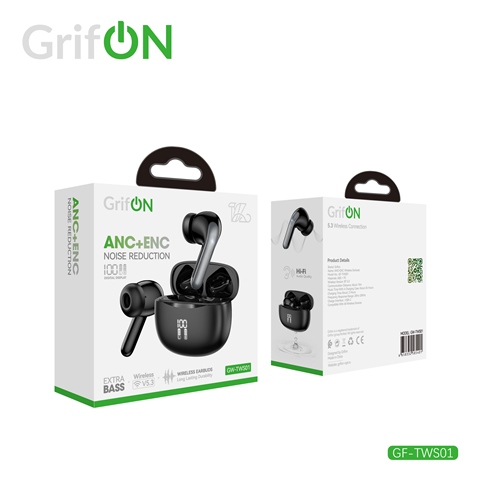 Наушники GrifON GF-TWS01 ANC+ENC BT5.3 вакуум черные